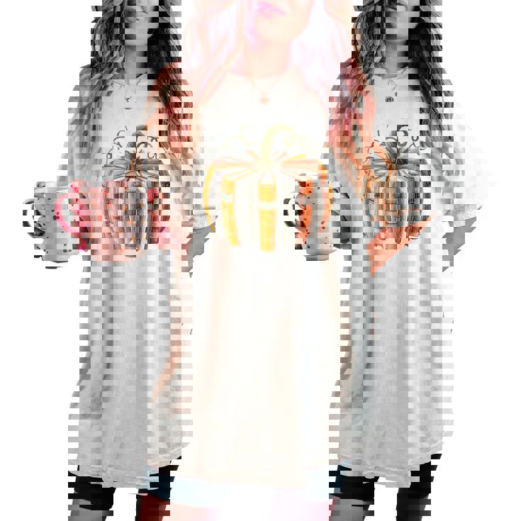 Fall Book Pumpkin Fall Librarians Bookworm Teachers Students Women's Oversized Comfort T-shirt