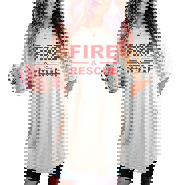 Fire Rescue 消防士 消防士 キッズ 若者 大人 男の子 女の子 レディースオーバーサイズコンフォートTシャツ
