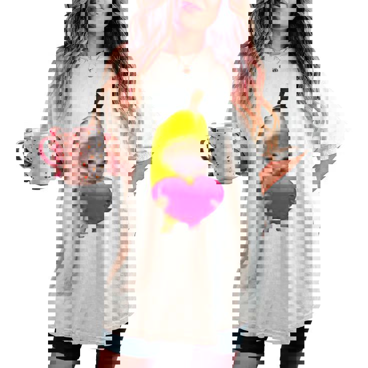 Happy Banana Cat レディースオーバーサイズコンフォートTシャツ