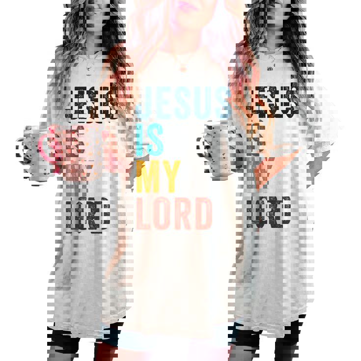 Jesus Is My Lord – Christian Faithintage Graphic レディースオーバーサイズコンフォートTシャツ