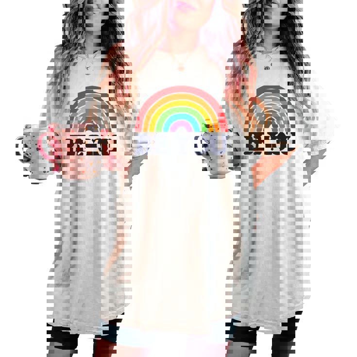 Lgbtq Be You Pocket Gay Pride Lgbt Ally Rainbow Flagintage レディースオーバーサイズコンフォートTシャツ