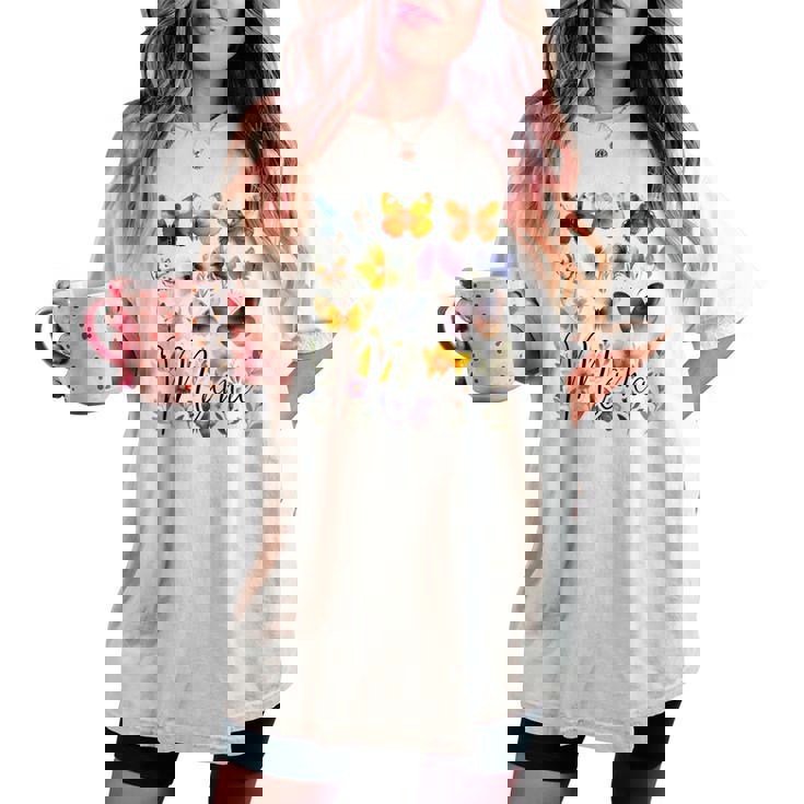 Mommy Mama バタフライ フローラル 夏 母の日 グラフィック ママ 長袖tシャツ レディースオーバーサイズコンフォートTシャツ