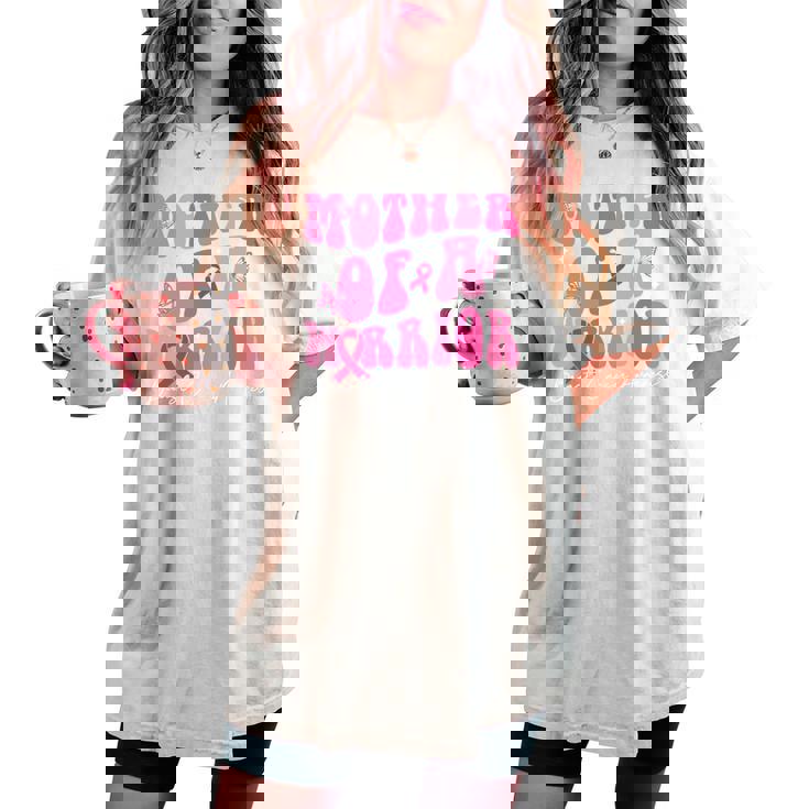 Mother Of A Warrior 乳がん啓発 ピンクリボン 長袖tシャツ レディースオーバーサイズコンフォートTシャツ
