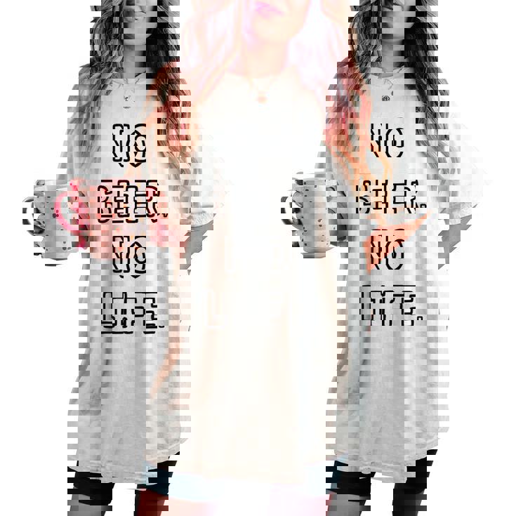 No Beer No Life ノービアーノーライフ ビール おもしろ かわいい レディースオーバーサイズコンフォートTシャツ