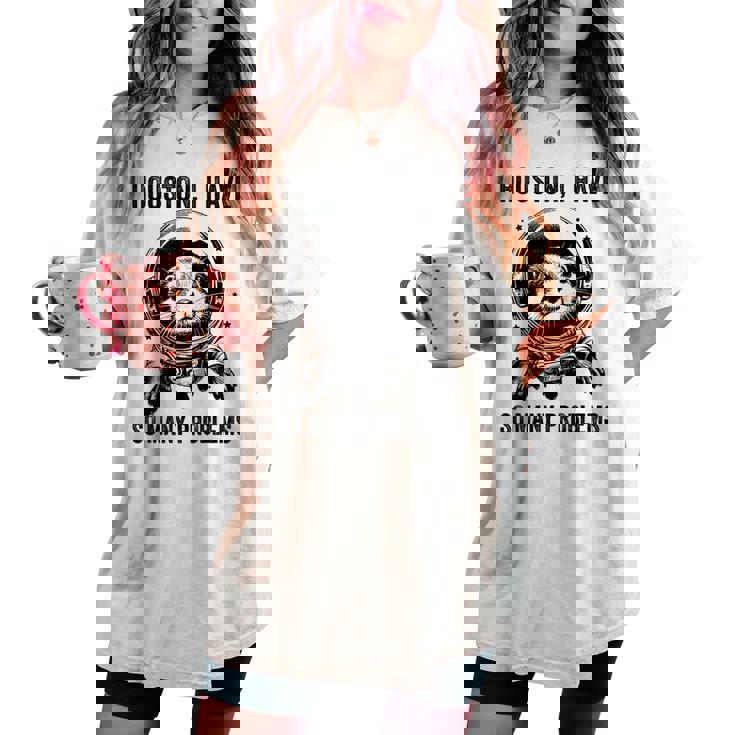 Otter Dad Mompace ヒューストン問題カワウソ レディースオーバーサイズコンフォートTシャツ