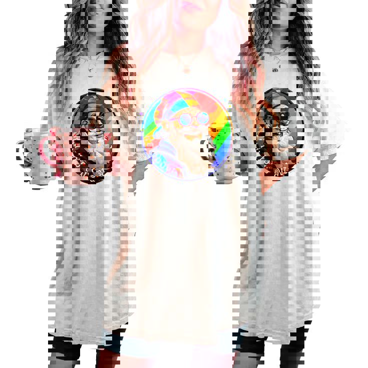 Santaclaus Rainbow 長袖tシャツ レディースオーバーサイズコンフォートTシャツ