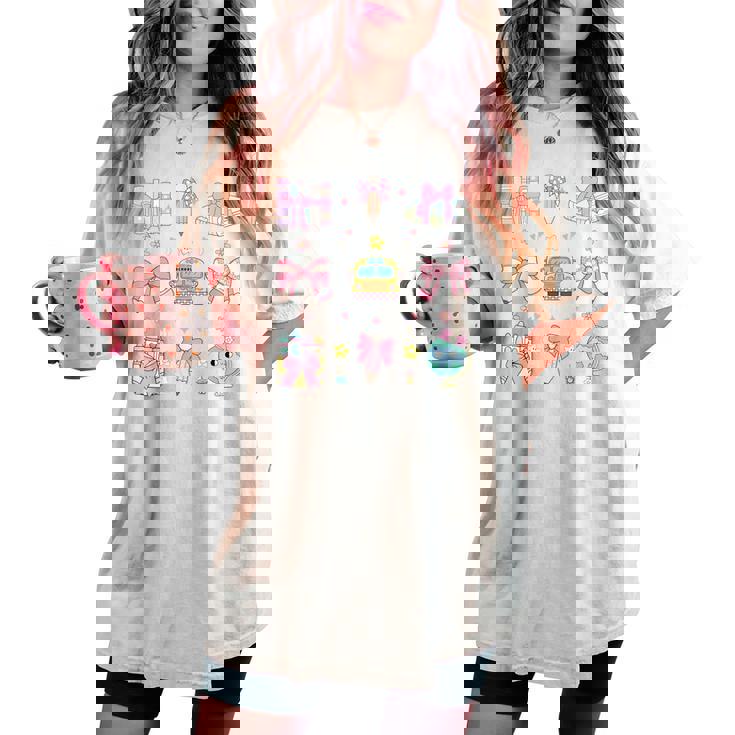 School Pencils And Bows Teacher Bow Coquette Pencil Girls Women's Oversized Comfort T-shirt