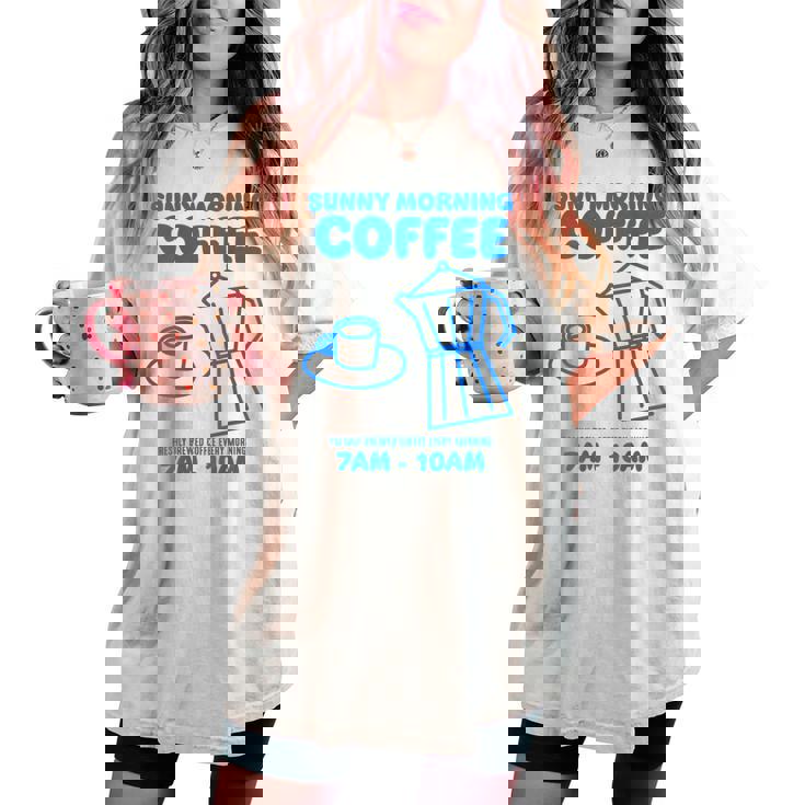 Sunny Morning Coffee Xundayun Delicious Coffee バックプリント レディースオーバーサイズコンフォートTシャツ