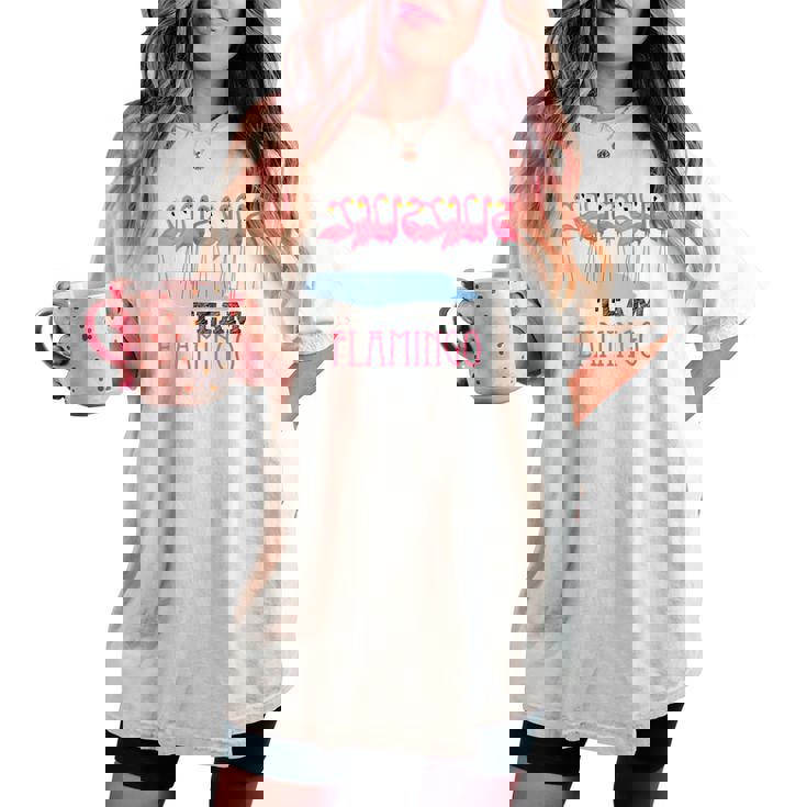 Team Flamingo キュート フラミンゴシャツ 素晴らしい夏用シャツ レディースオーバーサイズコンフォートTシャツ