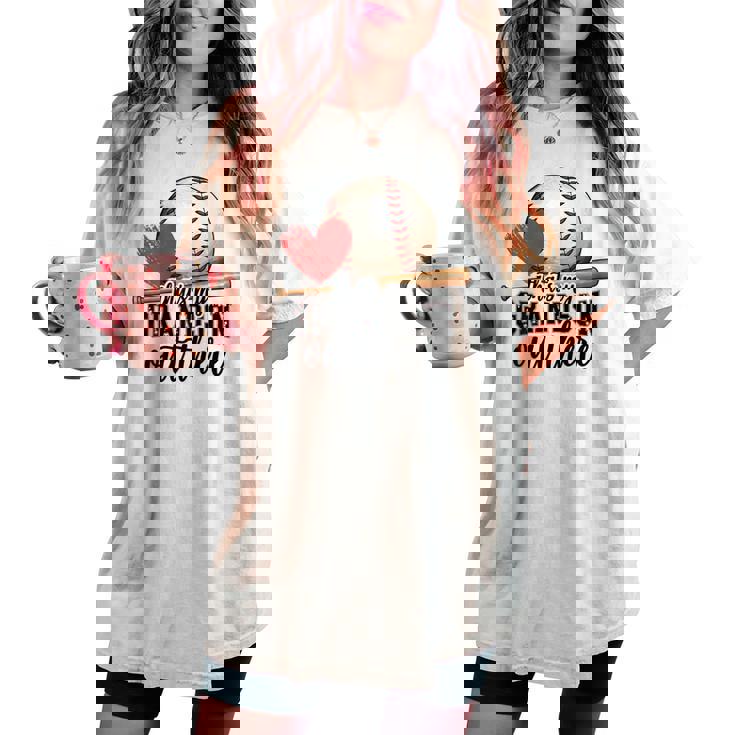 That's My Grandson Out There Baseball Grandma Women's Oversized Comfort T-shirt