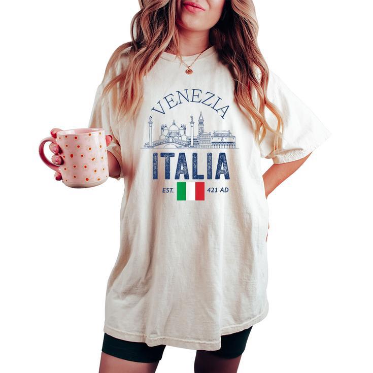 Venezia Italiaouvenirenecia Italia Bandera Recordatorio Hombres Es Camiseta extragrande cómoda para mujer