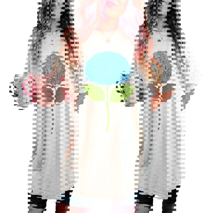 【花の花】あじさい美、花好き、自然 レディースオーバーサイズコンフォートTシャツ