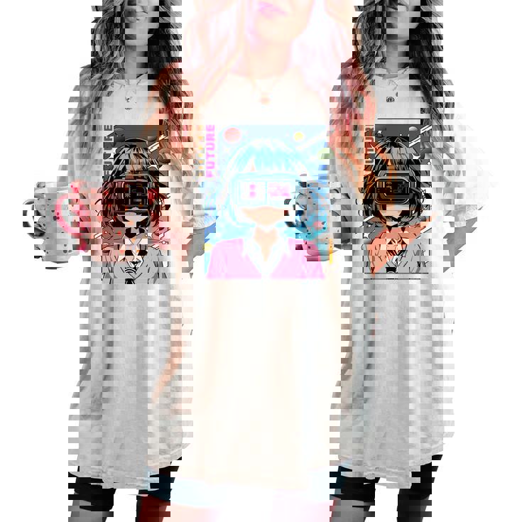 かわいいアニメの女の子 長袖tシャツ レディースオーバーサイズコンフォートTシャツ