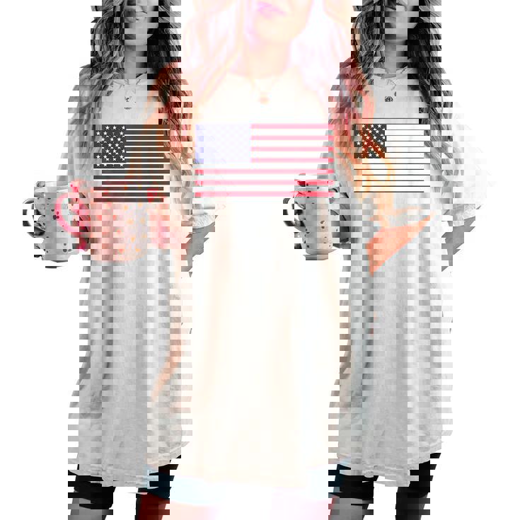 アメリカの国旗 アメリカの愛国心 アメリカの男性 女性 子供 アメリカの国旗 レディースオーバーサイズコンフォートTシャツ