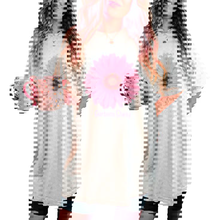 ガーベラ デイジー 花 レディースオーバーサイズコンフォートTシャツ