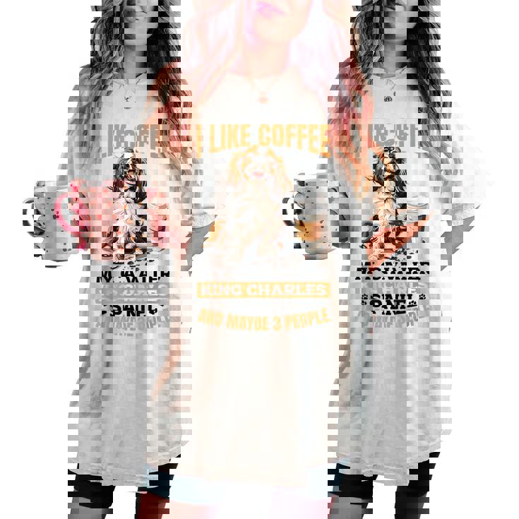 キャバリア・キング・チャールズ・スパニエル犬種 I Like Coffee My レディースオーバーサイズコンフォートTシャツ