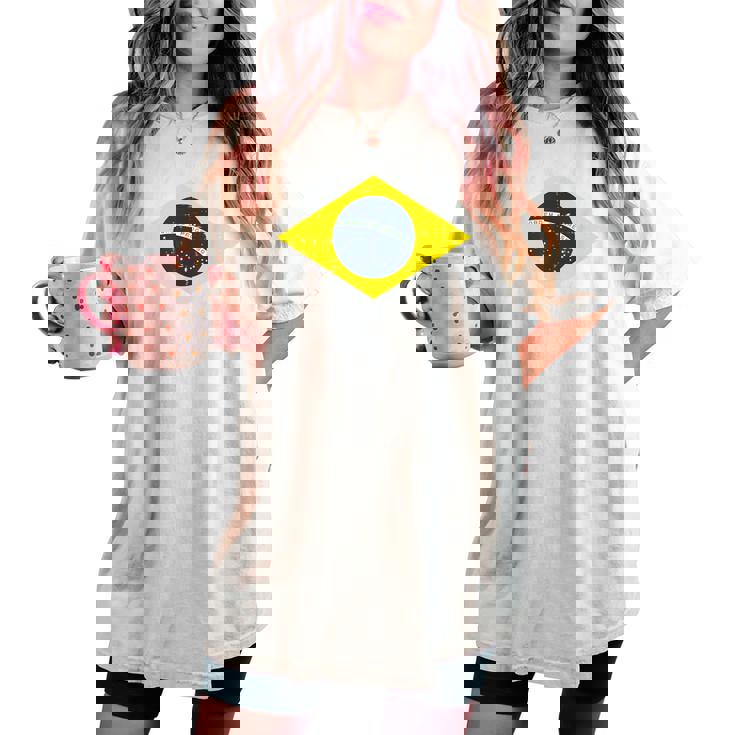 グリーン ブラジル国旗 サッカー ファン 男性 女性 男の子 女の子 キッズ レディースオーバーサイズコンフォートTシャツ