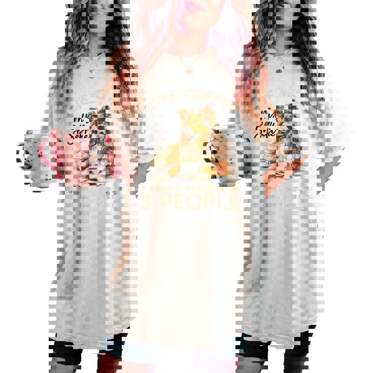 シェットランド・シープドッグ犬用シェルティ I Like Coffee Myheltie レディースオーバーサイズコンフォートTシャツ