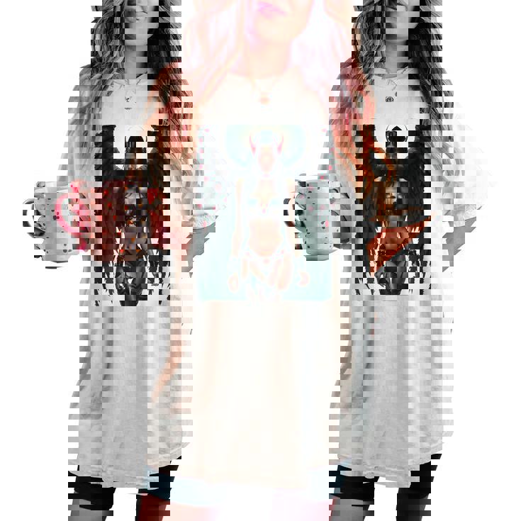 セクシーガールグラフィックtシャツ セクシーな悪魔の女の子のピンナップバックプリント レディースオーバーサイズコンフォートTシャツ