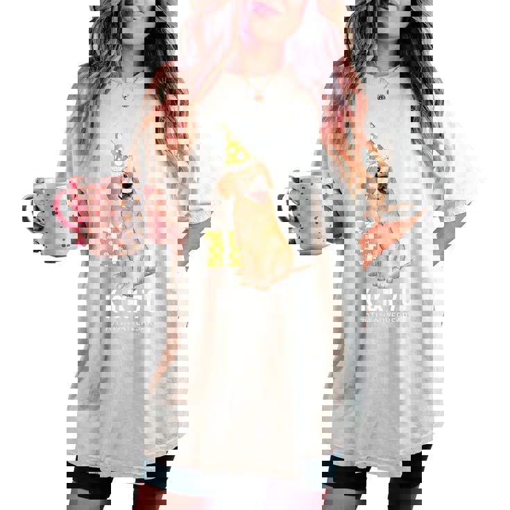 古希祝い 犬好き 男性 女性 父 母 古希 お祝い 70歳 かわいい 犬 ゴールデンレトリバー おもしろ レディースオーバーサイズコンフォートTシャツ