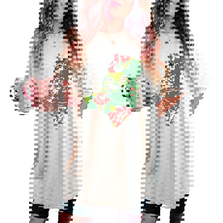 台湾花布柄 くまちゃん 熊 緑 みどり グリーン 客家花布 台湾花布 台湾雑貨 台湾 台湾風 かわいい お洒落 レディースオーバーサイズコンフォートTシャツ