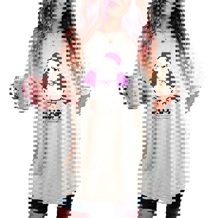 喜寿祝い シマエナガ 鳥 北海道 男性 父 女性 母 ちゃんちゃんこ 喜寿お祝い 77歳 かわいい 長袖tシャツ レディースオーバーサイズコンフォートTシャツ