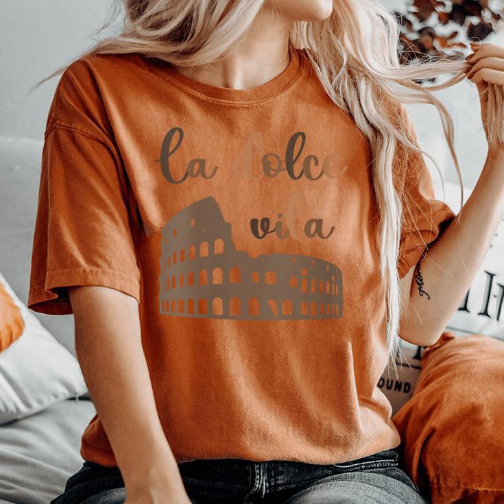 T-shirt Femme Colisée Rome La Dolce Vita - Col En V - Style Décontracté Italien - 8