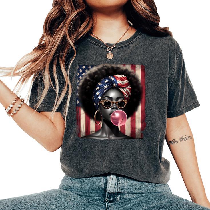 American Afro 4Th Of July Freedom Black African Women's Oversized Comfort T-Shirt