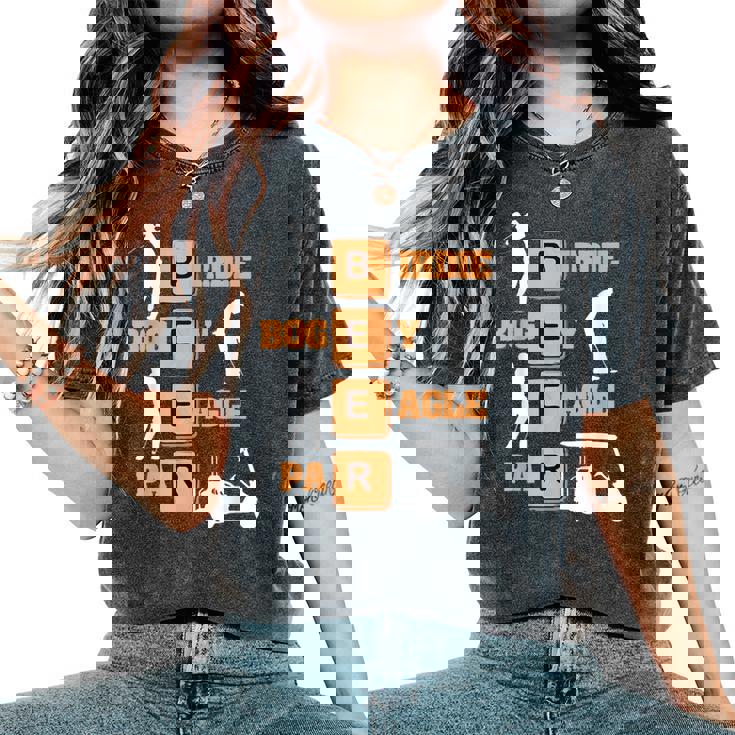 Birdie Bogey Eagle Par Beer ゴルフボール 面白いゴルファー レディースオーバーサイズコンフォートTシャツ