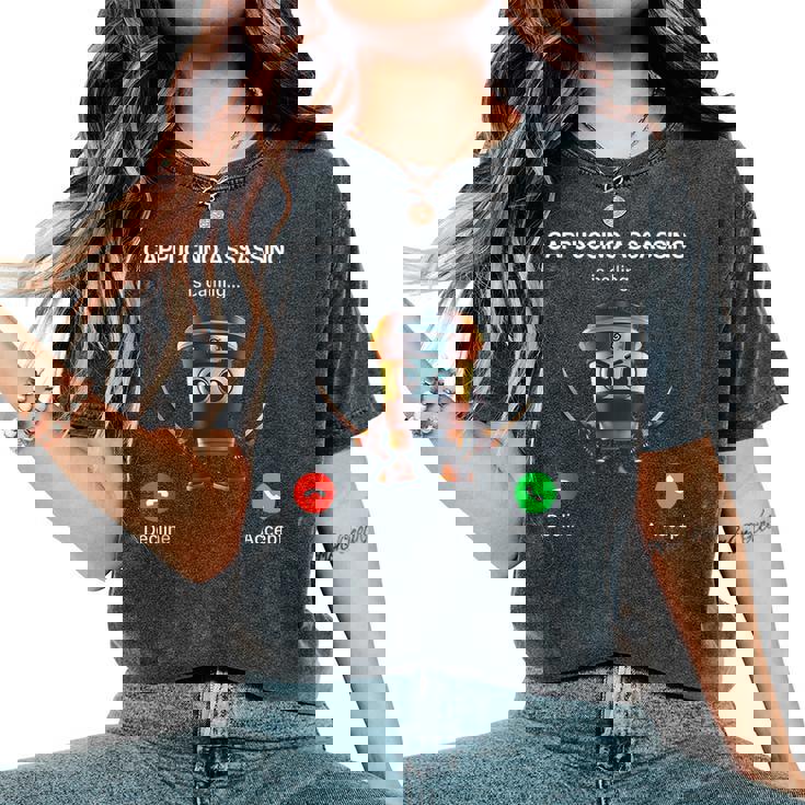 Capuchino Asesino Llamando Brainrot Italiano Brainrot Meme Camiseta extragrande cómoda para mujer