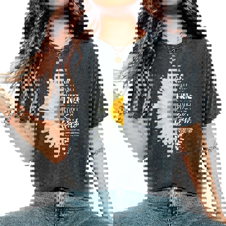 Christian Inspirational Christ Whotrengthens Me レディースオーバーサイズコンフォートTシャツ