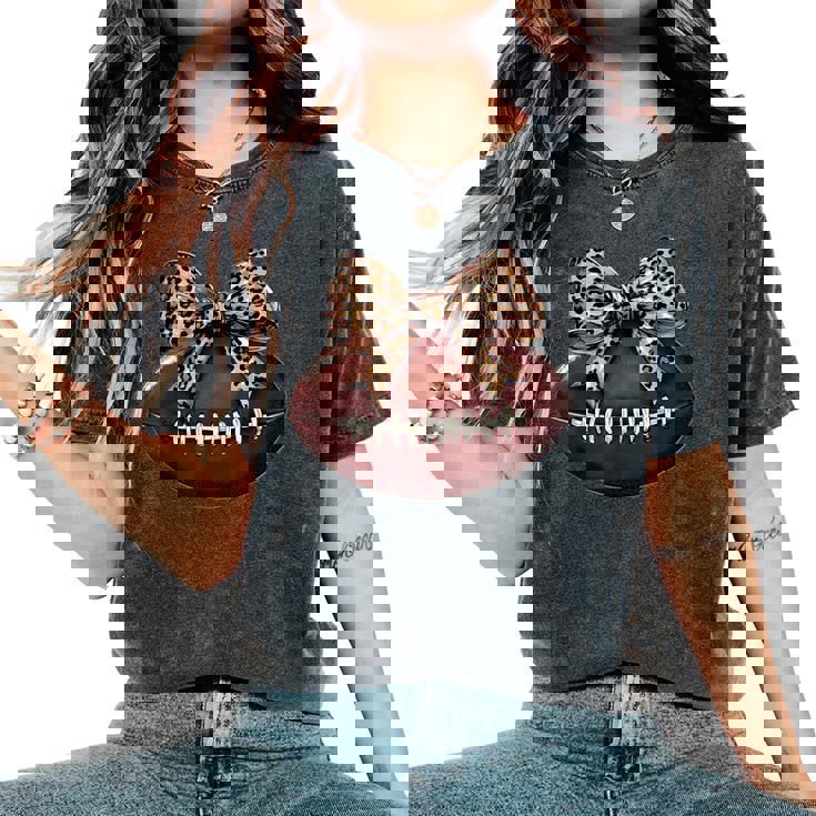 Cute Football Coquette Bow Cute Football Mom Women's Oversized Comfort T-Shirt