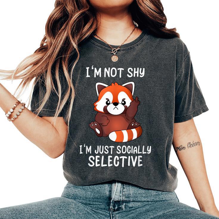 Déclaration D'humour Antisocialocialementélectif Mignon Panda Rouge T-shirt oversize confortable pour femme