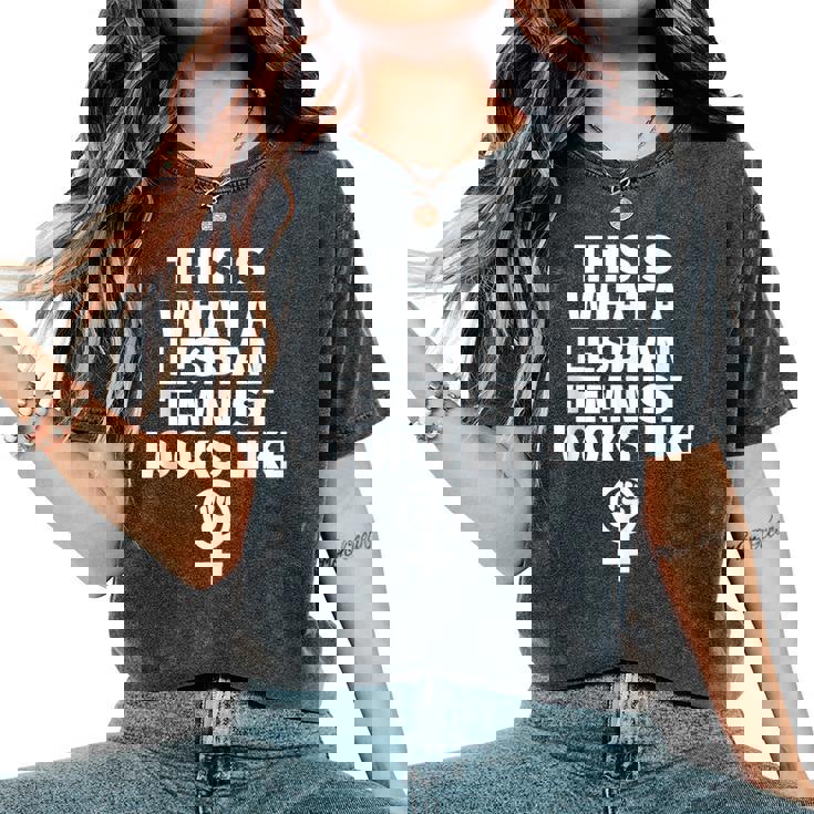 Feminista Lesbiana Es Del Orgullo Gay In Mangas Camiseta extragrande cómoda para mujer