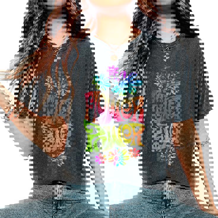 Flower Power ヒッピー サイケデリック '70年代レトロ レディースオーバーサイズコンフォートTシャツ