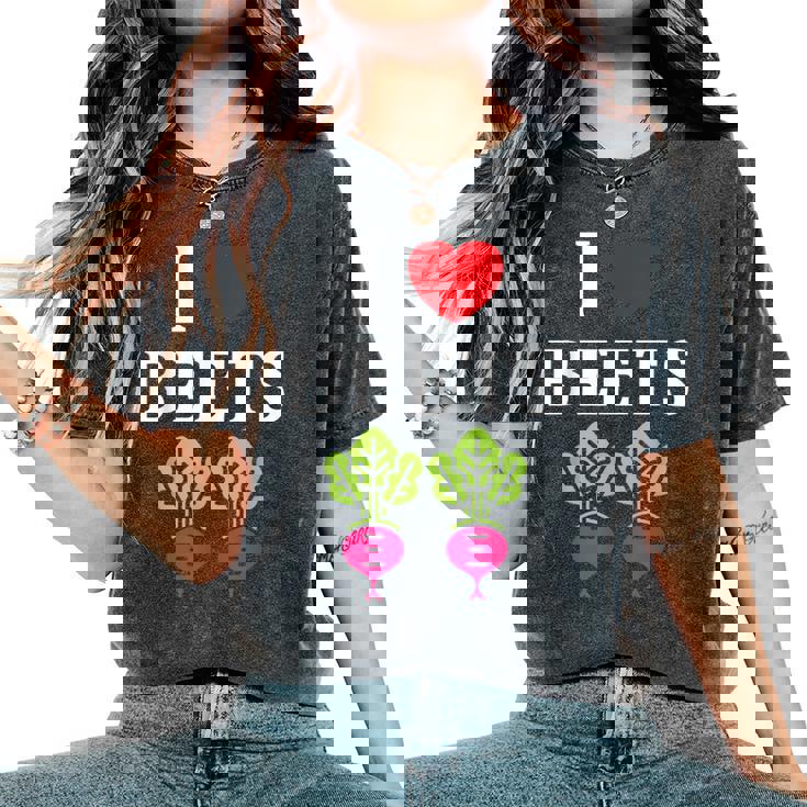 Food Humor Beetrootimpleegetable I Love Beets レディースオーバーサイズコンフォートTシャツ