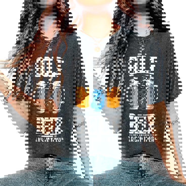 Golf And Beer That's Why I'm Here ゴルフ ビールを飲む人 レディースオーバーサイズコンフォートTシャツ