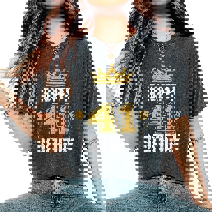 Happy 41St Birthday アイデア 41歳の男性と女性に レディースオーバーサイズコンフォートTシャツ