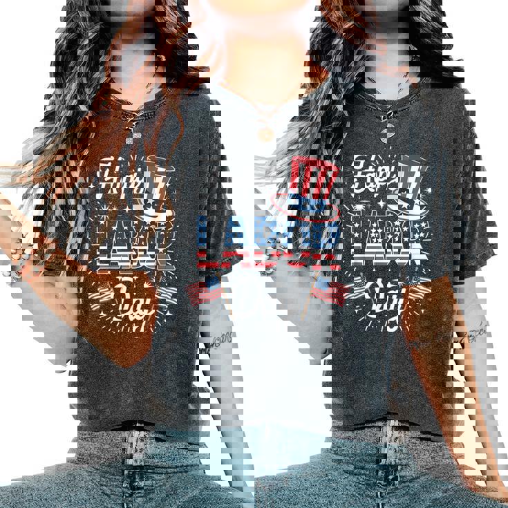 Happy Labor Day Patriotic Union Workers Usa Flag Women Women's Oversized Comfort T-Shirt