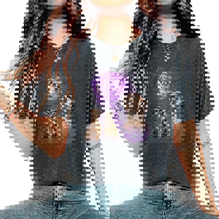 Howling At The Moon シャツ 面白いミーアキャットシャツ ミーアキャット レディースオーバーサイズコンフォートTシャツ