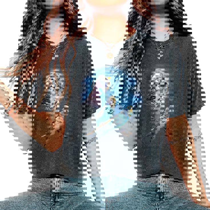 Howling At The Moon シャツ インコシャツ ファニーセキセイインコシャツ レディースオーバーサイズコンフォートTシャツ