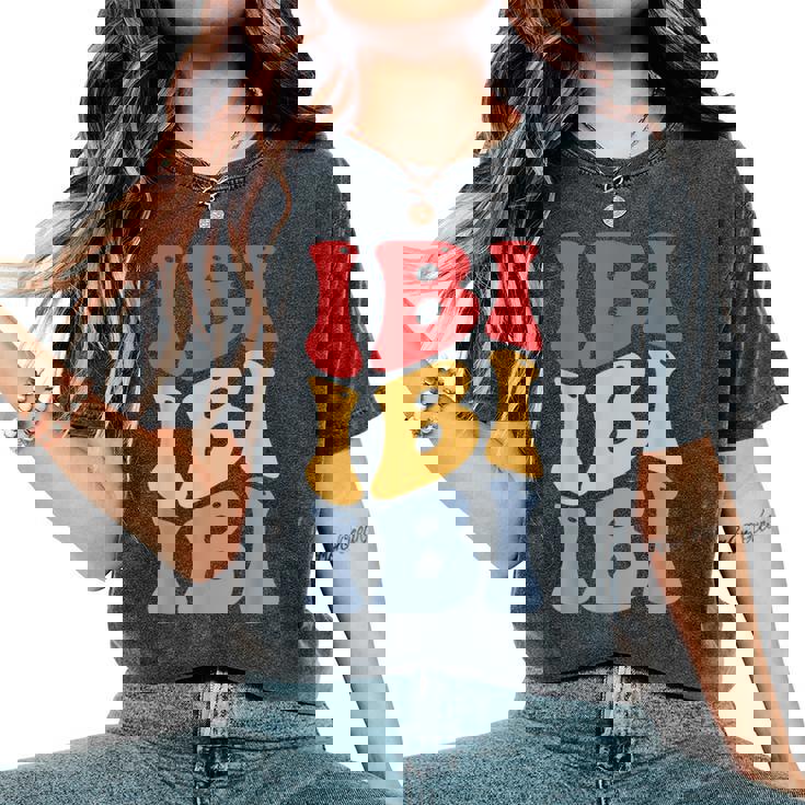 Ibi City Groovy レトロ レディースオーバーサイズコンフォートTシャツ