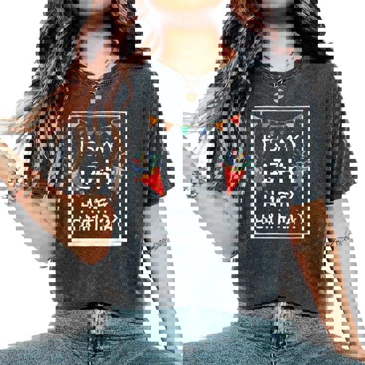 It's My 17Th Birthday Happy 17歳 誕生日 男の子 女の子 レディースオーバーサイズコンフォートTシャツ