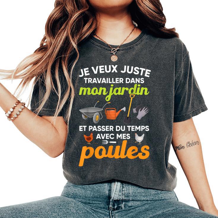 Jardin Et Poules Humour Cadeau Homme Jardin Retraite T-shirt oversize confortable pour femme