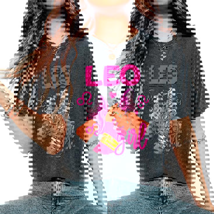 Leo Girl Birthday Sneakers Zodiac Sign Bday Girl Women's Oversized Comfort T-Shirt