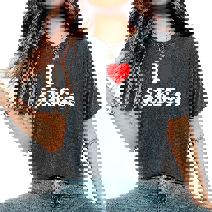 I Love Abgs I Heart Abg おもしろい アジアの赤ちゃん 女の子 恋人 レディースオーバーサイズコンフォートTシャツ