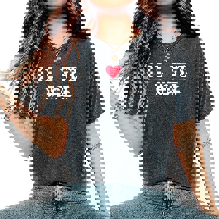 I Love Nor Match Girlfriend & Boyfriend Nor Name レディースオーバーサイズコンフォートTシャツ