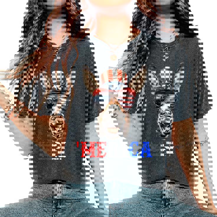 Merica Mule Donkey Patriotic 4Th Of July 面白い キッズ メンズ レディース レディースオーバーサイズコンフォートTシャツ