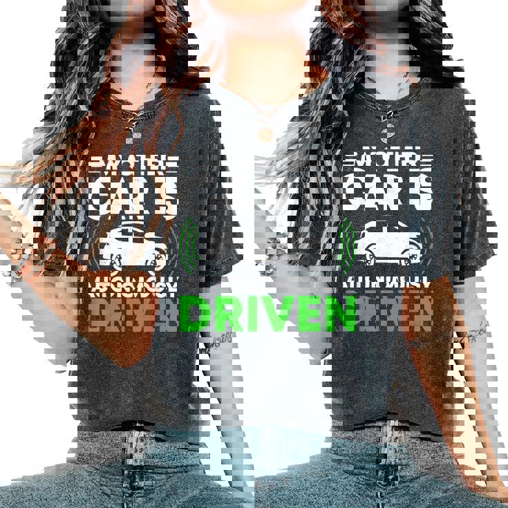 My Other Car Is Autonomally Drived Tech ユーモア レディースオーバーサイズコンフォートTシャツ