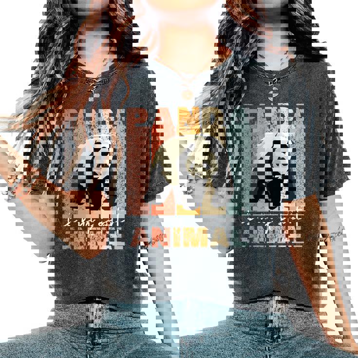 Panda Is Mypirit Animal かわいいパンダヴィンテージパンダ レディースオーバーサイズコンフォートTシャツ